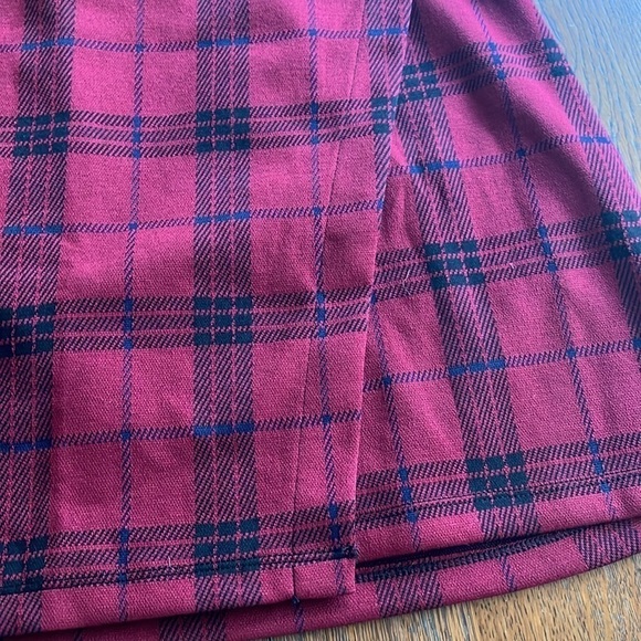 NWT Kohls SO Junior Plaid Wrap Skirt with Tabs on Side Size L Unlined Red Black - Picture 5 of 12